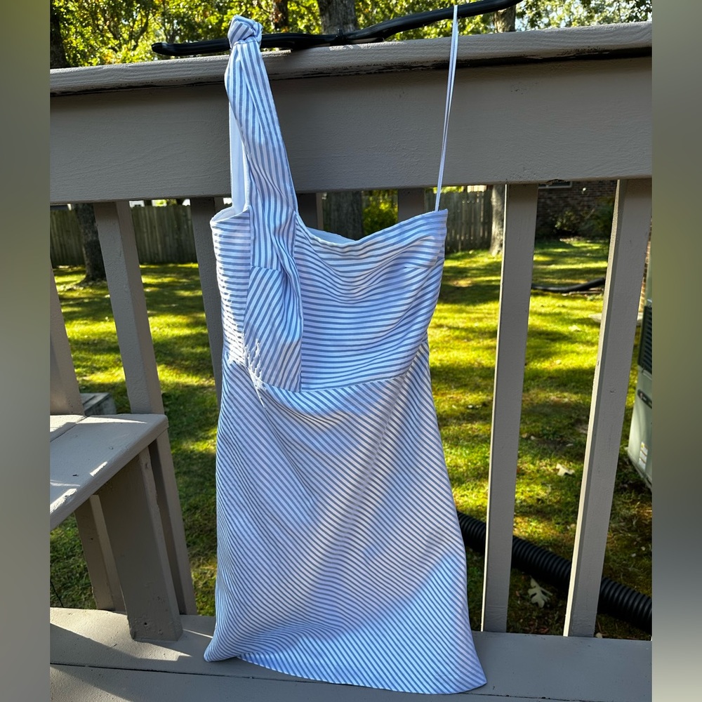 Light blue and white, satin Banana Republic.